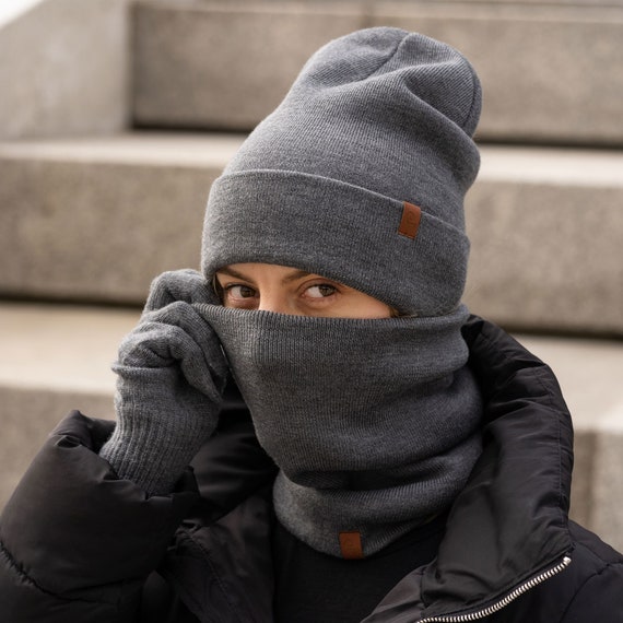 Cache-cou tricoté en laine mérinos pour hommes