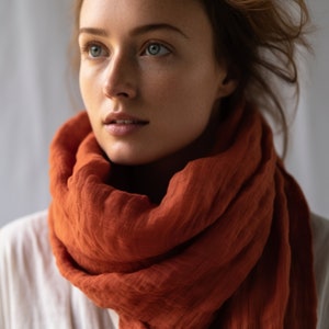 women scarf in cinnamon red color