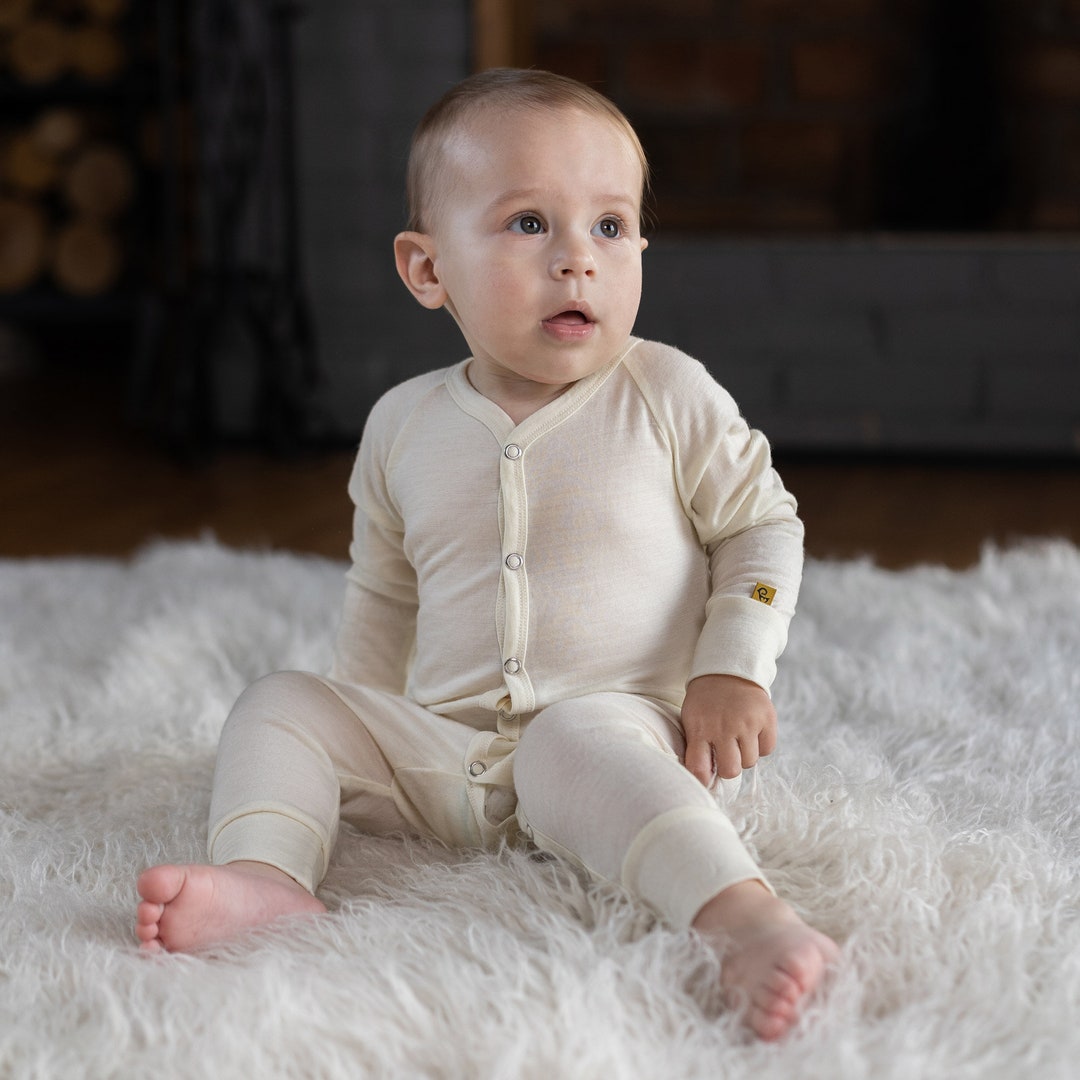 Natural Toddler Merino Wool Romper Sleeper Unisex Baby Onesie Etsy