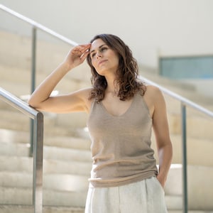 Cashmere Tank Top Merino Wool Top Knitwear Minimalistic Shirt Formal Top Elegant Top V Neck Blouse Sleeveless Top LUMI