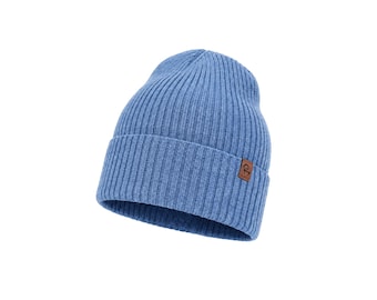Kids' 100% Merino Wool Ribbed Knit Beanie Hat - Kids' Ribbed Wool Winter Hat