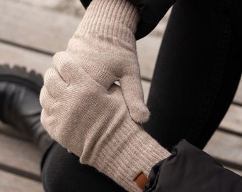 Merino Wool Gloves for Women Handmade Knitted Gloves Thermal Spring Gloves  Hypoallergenic Knit Accessories Creamy Beige