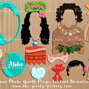 Moana temática Photo Booth Props Descarga instantánea, IMPRIMIBLES, Archivo digital