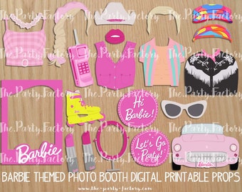 Barbie Themed Photo Booth Props Instant Download, PRINTABLES