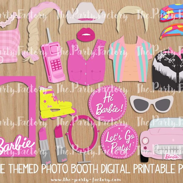 Accessoires pour photomaton sur le thème Barbie, téléchargement immédiat, éléments à imprimer