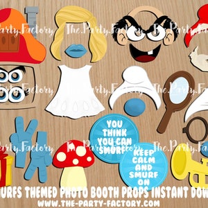 The Smurfs Themed Photo Booth Props Instant Download, PRINTABLES, Digital File