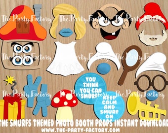 The Smurfs Themed Photo Booth Props Instant Download, PRINTABLES, Digital File