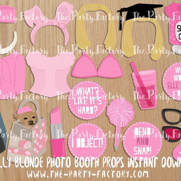 Legally Blonde Themed Photo Booth Props Instant Download, PRINTABLES