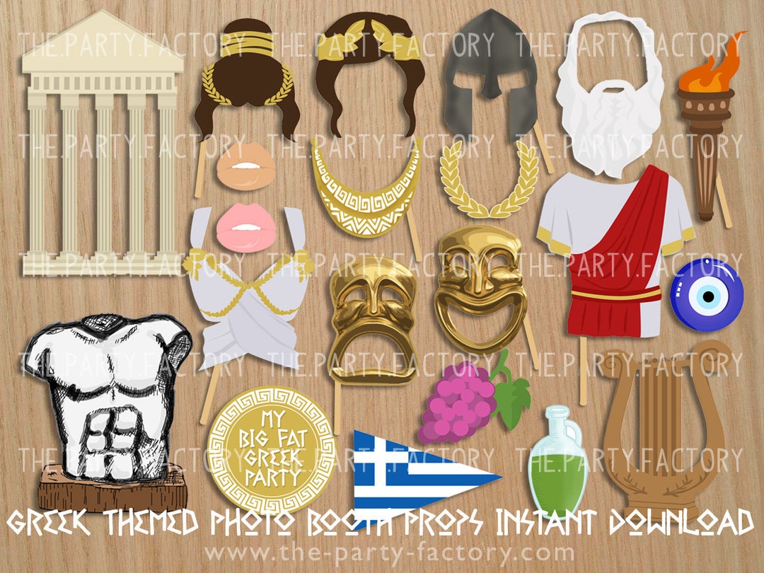 Greek Themed Photo Booth Props Instant Download, PRINTABLES, Digital ...