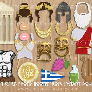 Accessori per Photo Booth a tema greco Download immediato, STAMPABILI, file digitale, formato SVG