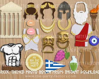 Greek Themed Photo Booth Props Instant Download, PRINTABLES, Digital File, SVG Format