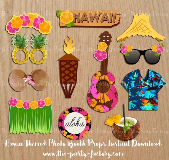 Hawaii Themed Photo Booth Props Instant Download PRINTABLES | Etsy