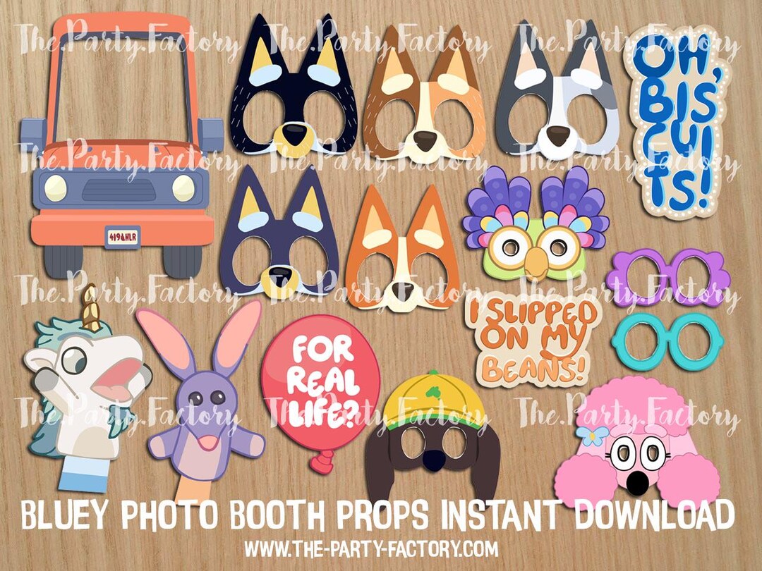 Bluey Photo Booth Props Instant Download, PRINTABLES, PDF File - Etsy ...