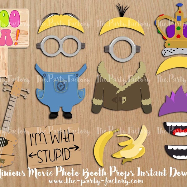 Minions Themed Photo Booth Props Instant Download, PRINTABLES, Digital File