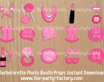 Bachelorette Party Themed Photo Booth Props Instant Download, PRINTABLES, Digital File