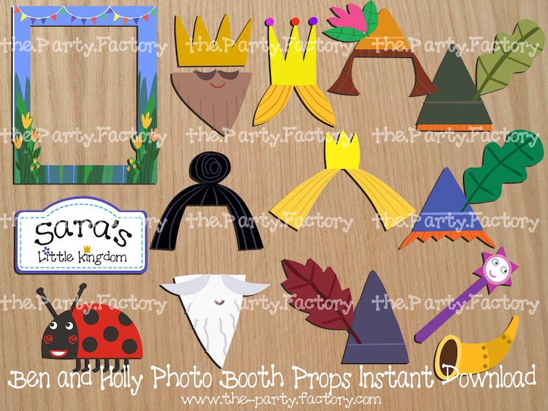 Digital File PRINTABLES Ben and Holly Themed Photo Booth Props Instant Download