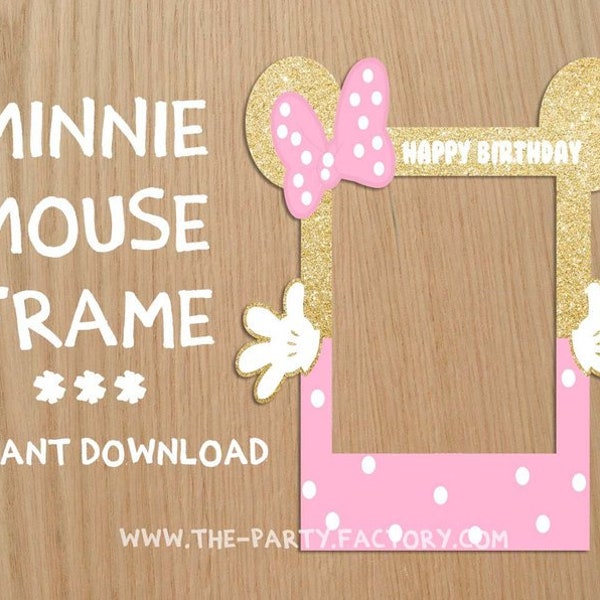 Glitter Minnie Mouse Photo Booth Frame Instant Download, PRINTABLE, Digital File
