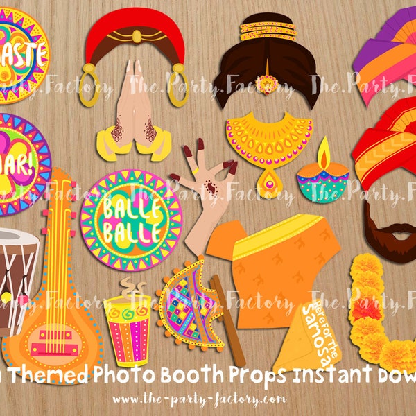 Indian Themed Photo Booth Props Instant Download, PRINTABLES, Digital File