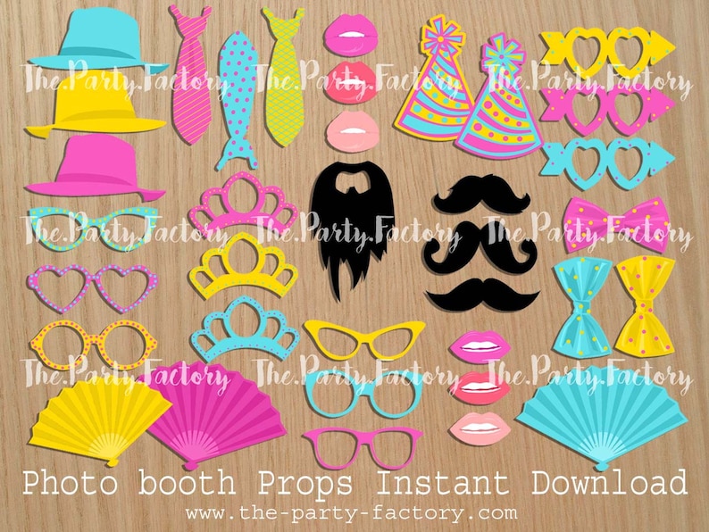 PRINTABLES Digital File Colorful Photo Booth Props Instant Download