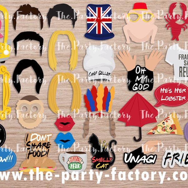 Friends TV Show Themed Photo Booth Props Instant Download, PRINTABLES, PDF File