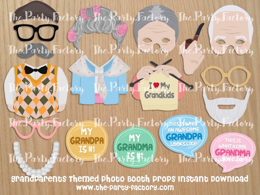 Grandparents Themed Photo Booth Props Instant Download, PDF File