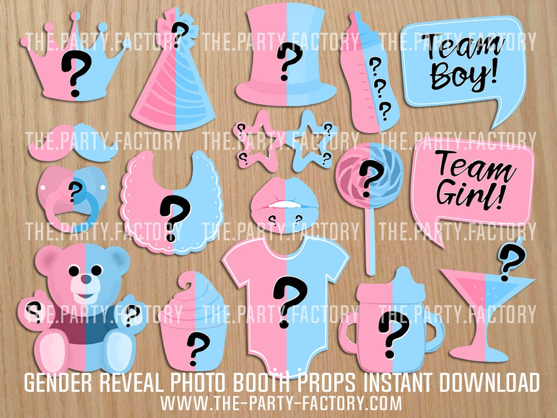 Gender Reveal Photo Booth Props Instant Download PRINTABLES Etsy India