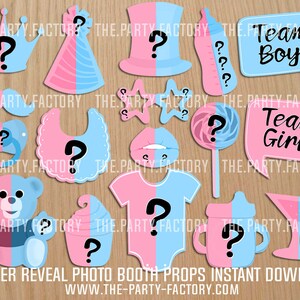 Gender Reveal Photo Booth Props Instant Download, PRINTABLES, Digital File