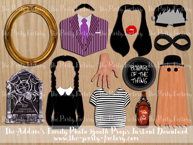 Addams Family Themed Photo Booth Props Instant Download image 1