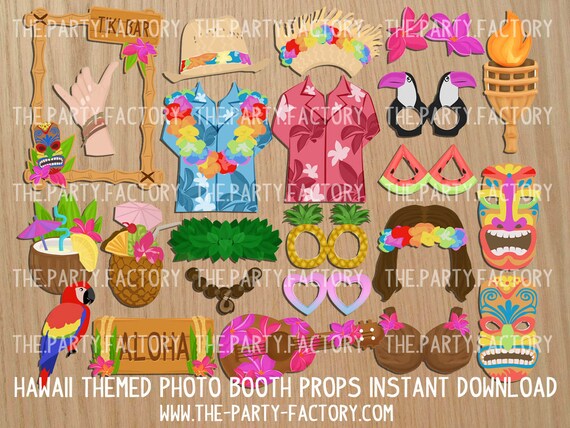 Hawaii Themed Photo Booth Props Instant Download PRINTABLES - Etsy