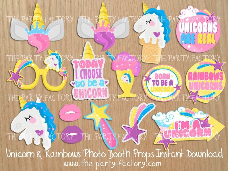 Unicorn Photo Booth Props Instant Download PRINTABLES | Etsy