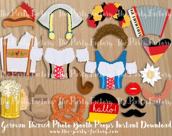 German Themed Photo Booth Props Instant Download, PRINTABLES, Digital File