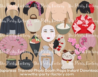 Japanese themed Photo Booth Props, PRINTABLES, Instant Download, PDF File, SVG Format