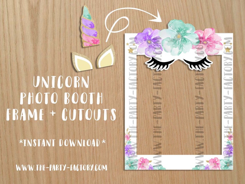 unicorn photo booth frame cutout printable digital file etsy