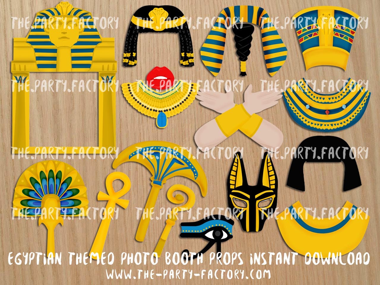 Egyptian Pharaoh Photo Booth Props Instant Download, PDF File, PRINTABLES, Digital File
