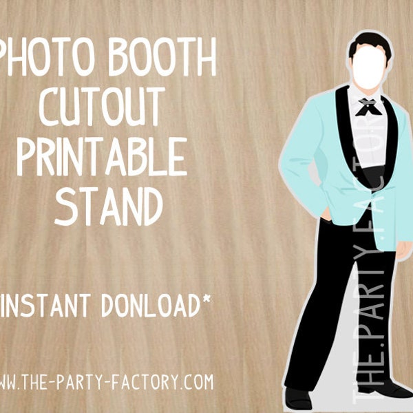 50's Themed Guy Photo Booth Cutout Stand Instant Download, PRINTABLE, Digital File