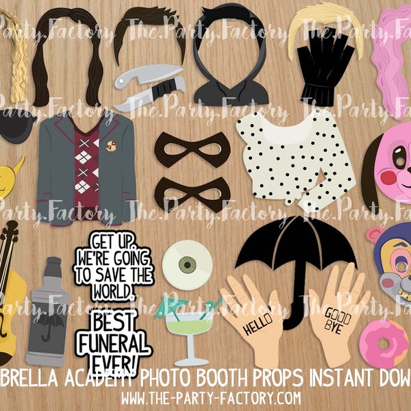 The Umbrella Academy Themed Photo Booth Props Instant Download, PRINTABLES, PDF