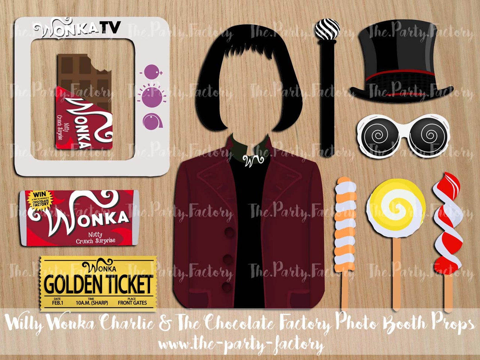 Charlie and the Chocolate Factory Photo Booth Props, PRINTABLES