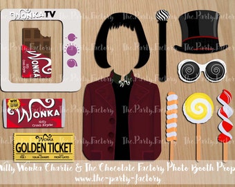 Charlie and The Chocolate Factory Photo Booth Props, PRINTABLES, Digital File