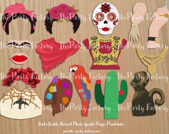 Frida Khalo Themed Photo Booth Props Instant Download, PRINTABLES, Digital File