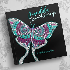 Mandala Butterflies Coloring Book for Adults | Coloring book | coloring book black background | Gift idea Christmas | 22 x 22 cm | 82 S