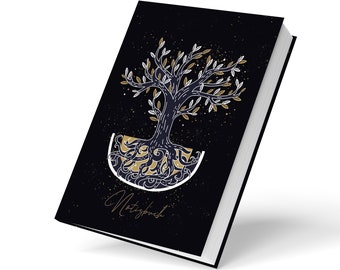 Tree of Life Notebook DIN A5 dot grid | Writing book | Tree of Life Diary | | A5 | 120 S | Tree of Life Blue Black Gold | Softcover