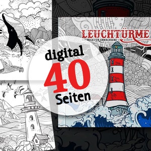 Lighthouses coloring book for adults | Lighthouses coloring page to print | Printable coloring pages ocean coloring pages digital |DOWNLOAD