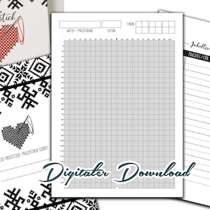 My Cross Stitch Project Planner: Embroidery Pattern Templates | 3 different millimeter papers | Table of Contents | A4 | 124 pp. DOWNLOAD