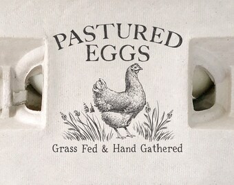 2x2 inch Square Egg Carton Rubber Stamp | Farm Fresh Eggs | Hand Drawn Farmhouse Design | Label Farmer’s Market Product Sell Eggs | S02