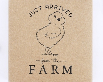 Chick Happy Mail Shipping Stamp | Just Arrived from the Farm Etsy Package | Hand Drawn Farmhouse Design | Cottage Core Chicken | P03