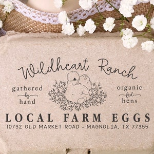 Egg Carton Rubber Stamp 4x2 inch | Broody Silkie Nest Eggs | Half & Full Dozen Split Box | Hand Drawn | Farmers Market Packaging | X07