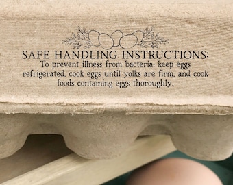 Egg Carton Rubber Stamp | 1x3 inch Safe Handling Instructions Federal Law | Farmhouse | Label Farmer’s Market Product Packaging | Z03