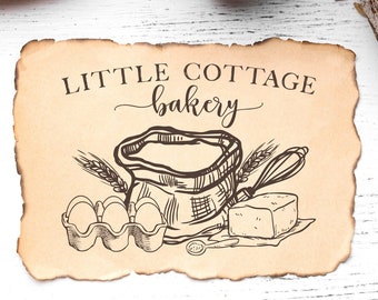 Bakery Name Stamp | Sourdough Bread Handmade Baked Goods Label | Hand Drawn Farmhouse Design | Personalized Cottage Business Packaging | B01