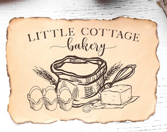 Bakery Name Stamp | Sourdough Bread Handmade Baked Goods Label | Hand Drawn Farmhouse Design | Personalized Cottage Business Packaging | B01