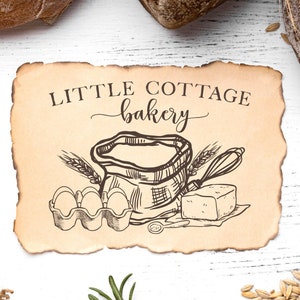 Bakery Name Stamp | Sourdough Bread Handmade Baked Goods Label | Hand Drawn Farmhouse Design | Personalized Cottage Business Packaging | B01